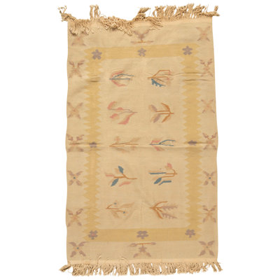 Tapis ivoire noué à la main de haute qualité