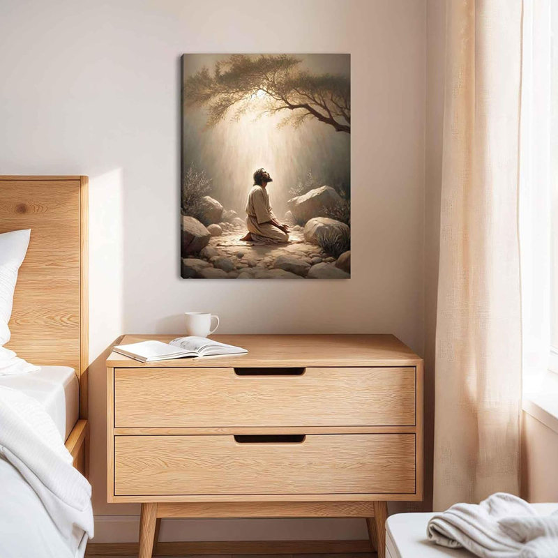 Jesus Prayers Canvas Wall Art God Divine Mercy Portrait Tranquility Painting Picture Wall Decor Jesus Praying In The Garden Of Gethsemane Poster Prints For Bedroom Church Home Decoration