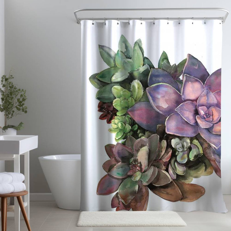 Floral – Polyester Shower Curtain, Dye Sublimation Print, 71" W × 74" L
