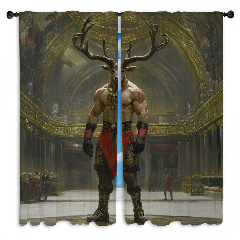 Rideaux de fenêtre fantaisie Créature Mythologique Baroque - 2 panneaux, L 56 po x L 78 po
