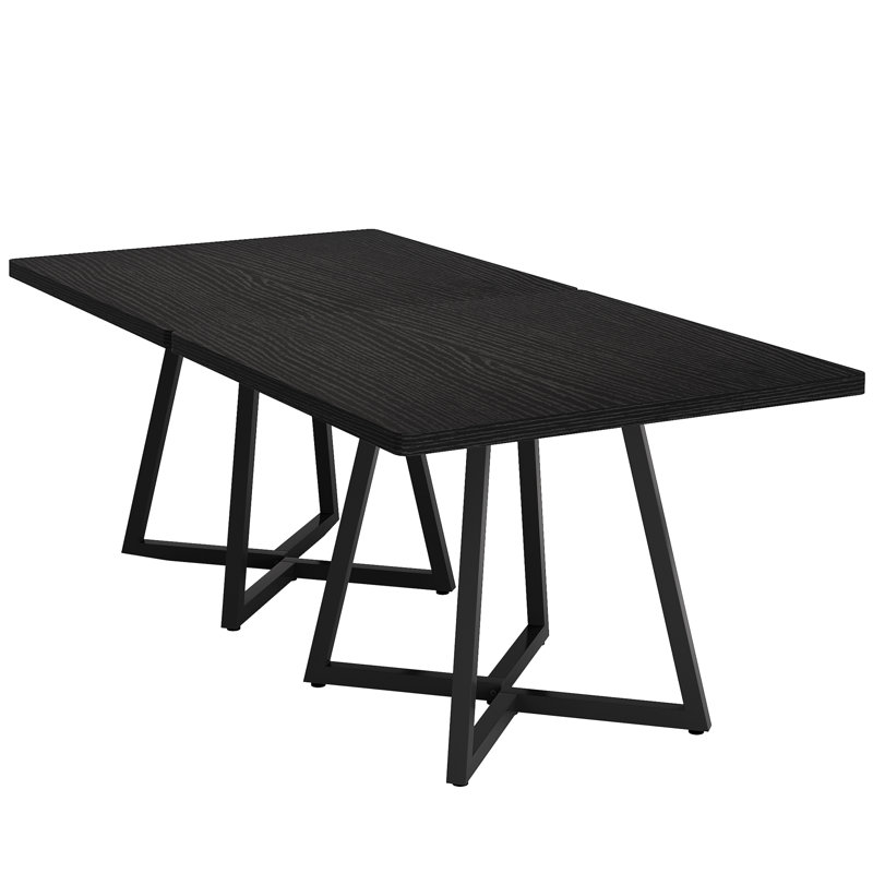 Square Kitchen Dining Table Set of 2, Industrial Dinner Table with Metal Base, Black