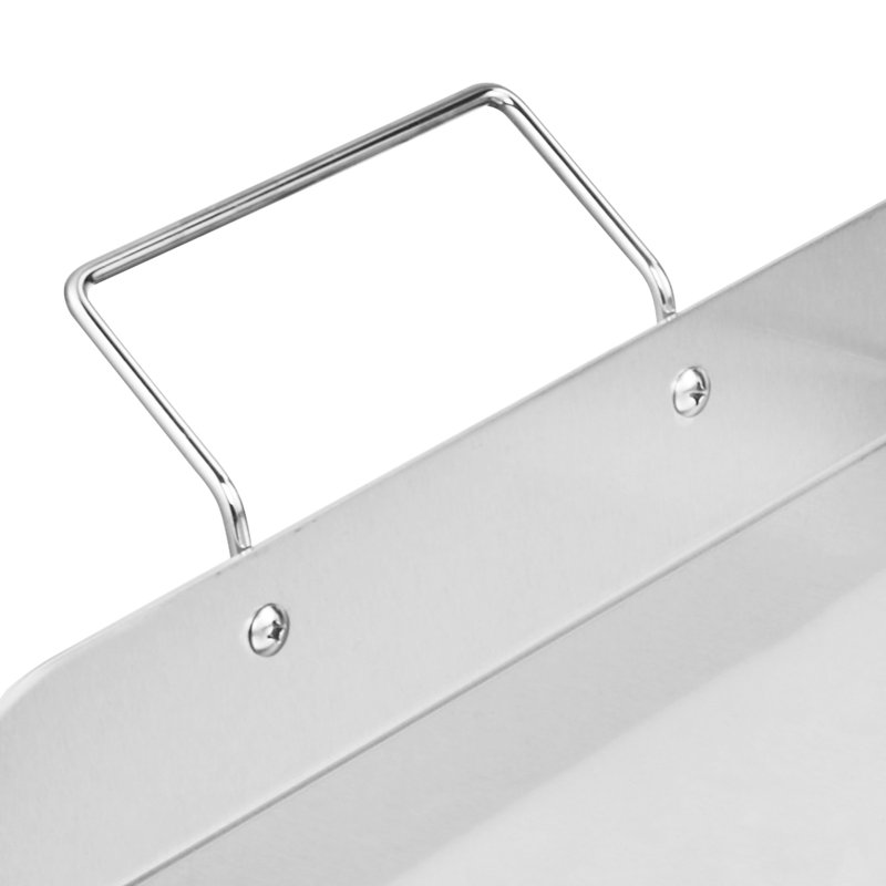 Plaque chauffante universelle 32 po x 16 po en acier inoxydable pour barbecue, parois latérales pour maintenir la stabilité des aliments, plaque de cuisson barbecue large pour plusieurs portions avec fond en forme de X, bac à graisse et grande cuisson