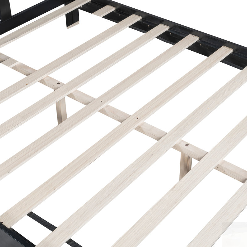 Structure de lit avec plateforme en bois massif, tête de lit tapissier, aucun sommier requis, design moderne et durable