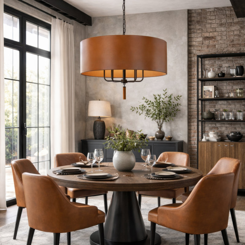 Secret Agent 5-Light Pendant, Black, Camel