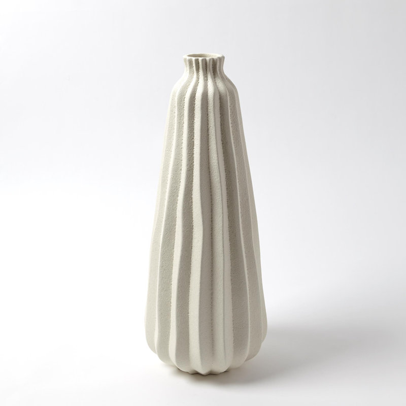 Lithos White 20" Ceramic Table Vase