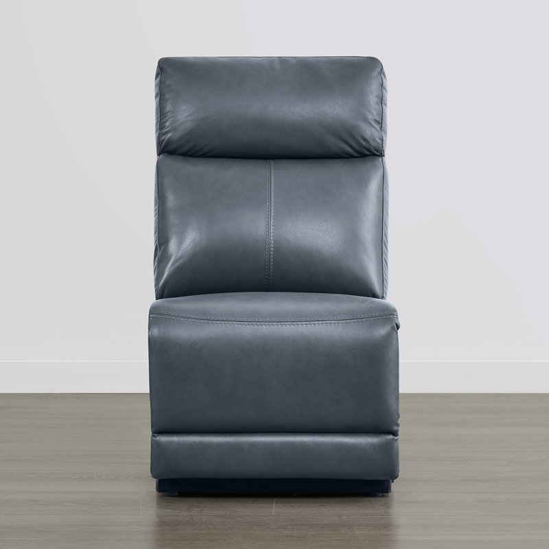 Mejas Genuine Leather Chair, Navy