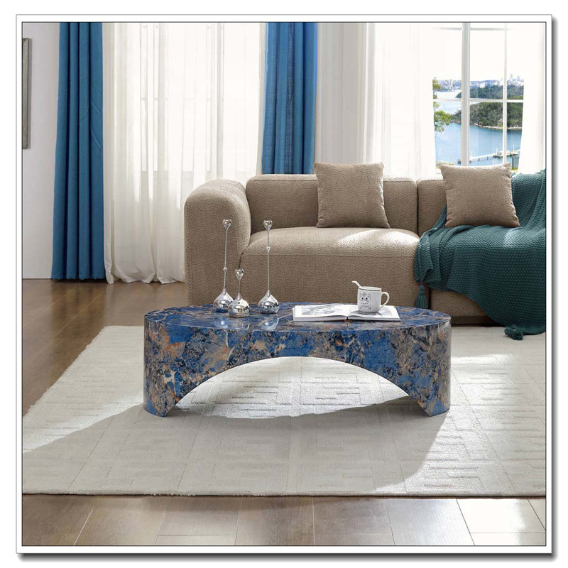 Table basse ovale, Bleu/gris