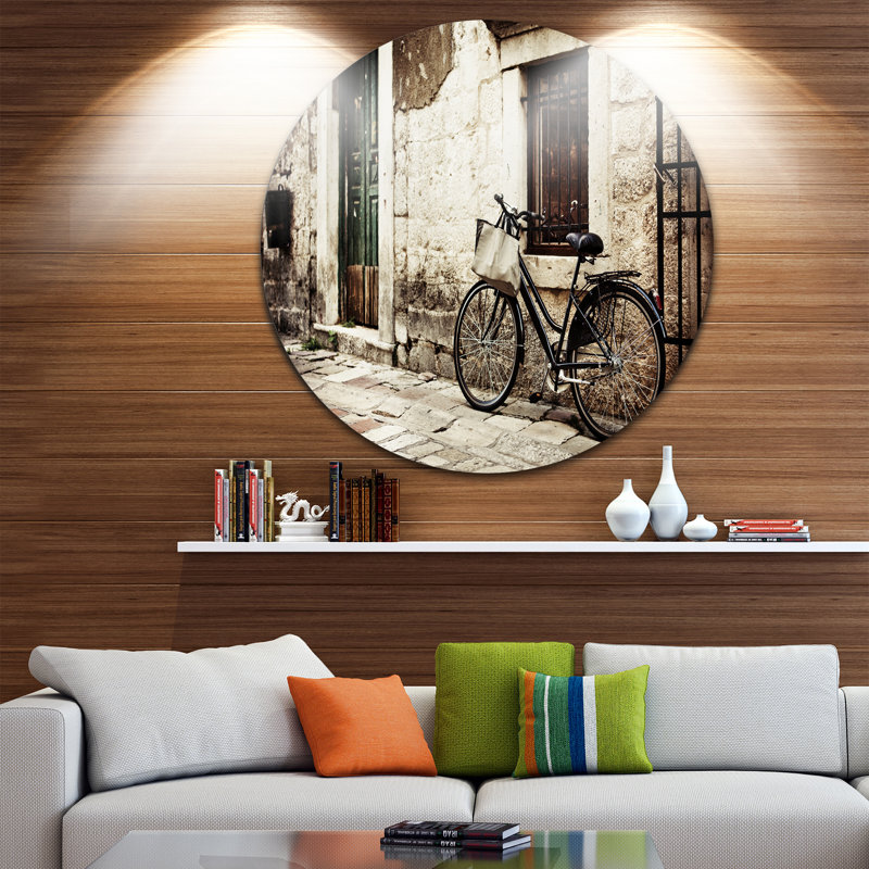 Vélo avec sac de magasinage - reproduction de photo, H 38 po x l 38 po x P 1 po, Métal