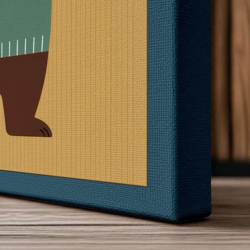 Bear In Motion Mid-Century - Print, 30x20 - 76.2 x 50.8 cm, Teal Border