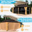 Pavillon de jardin en bois de 10,99 pi, toit en acier galvanisé, filet, rideaux pour pavillon de jardin avec pelouse