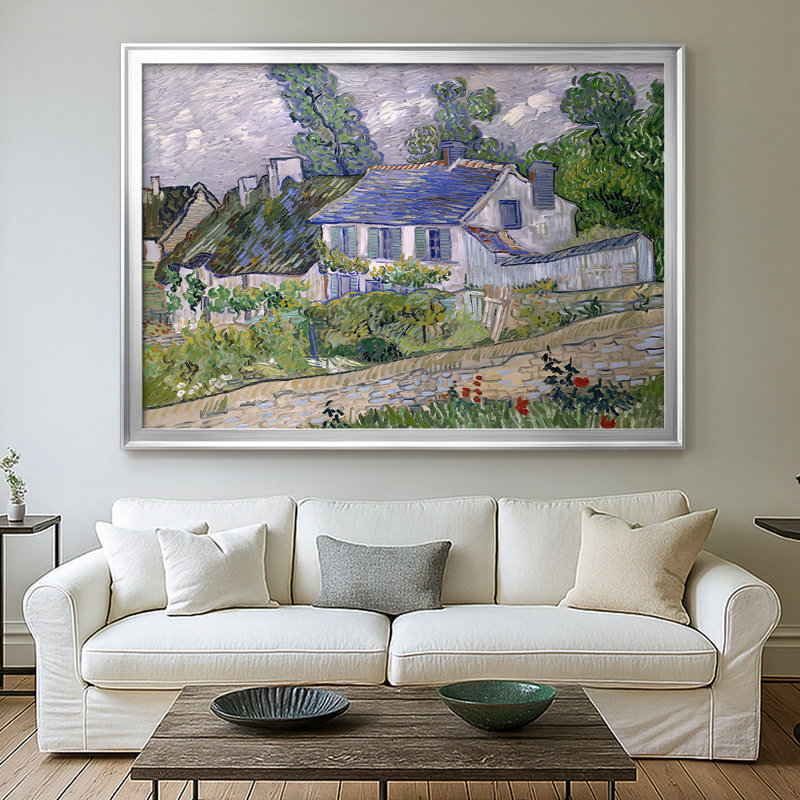 Maisons à Auvers-Vincent van Gogh-Toile tendue avec châssis-1890, 30 x 5 x 42,5, Toile avec cadre, Argent