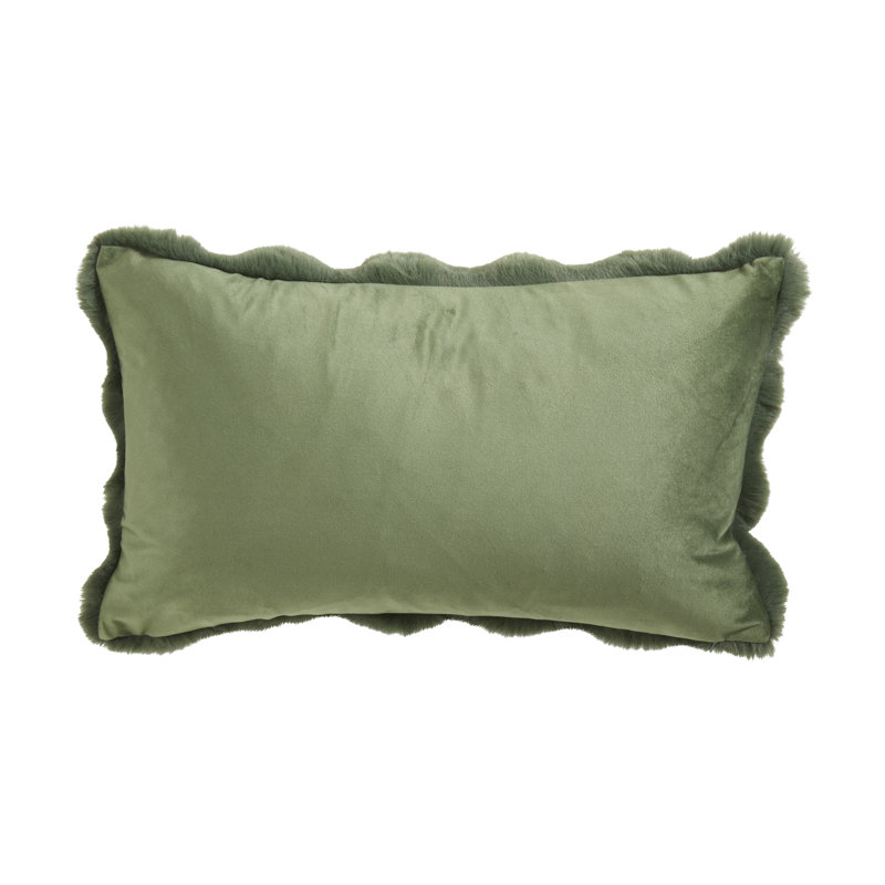 Cozy Bubble Faux Fur Pillow Cover, Polyester, Rectangle 12" H x 20" W, Jasper Green