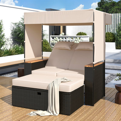 Versatile Outdoor Rattan Daybed Set For Relaxing And Stylish Outdoor Living