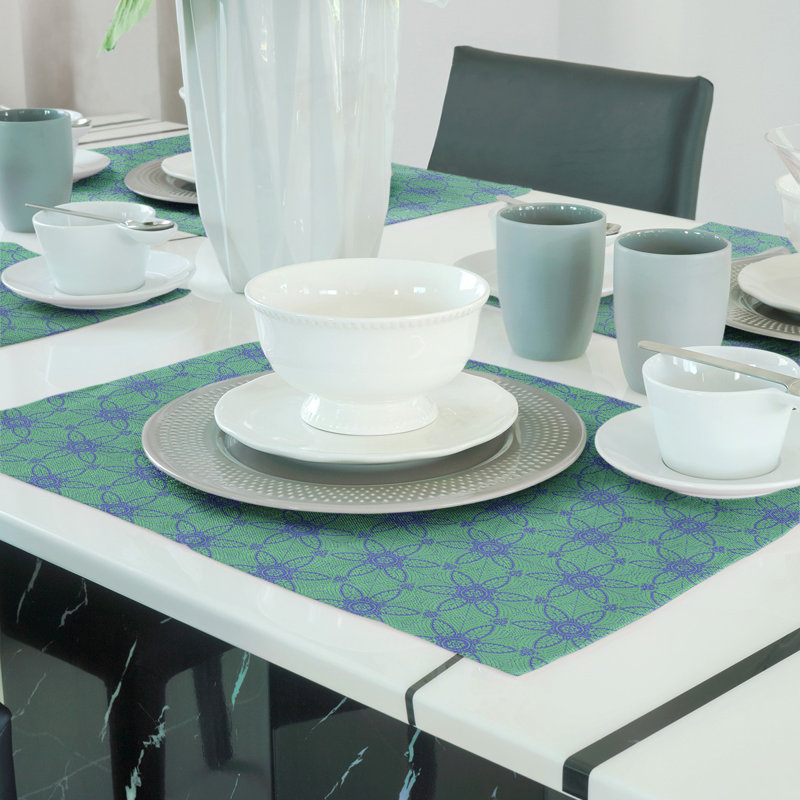 Napperon en coton 18 po classique Circles, Vert / Bleu