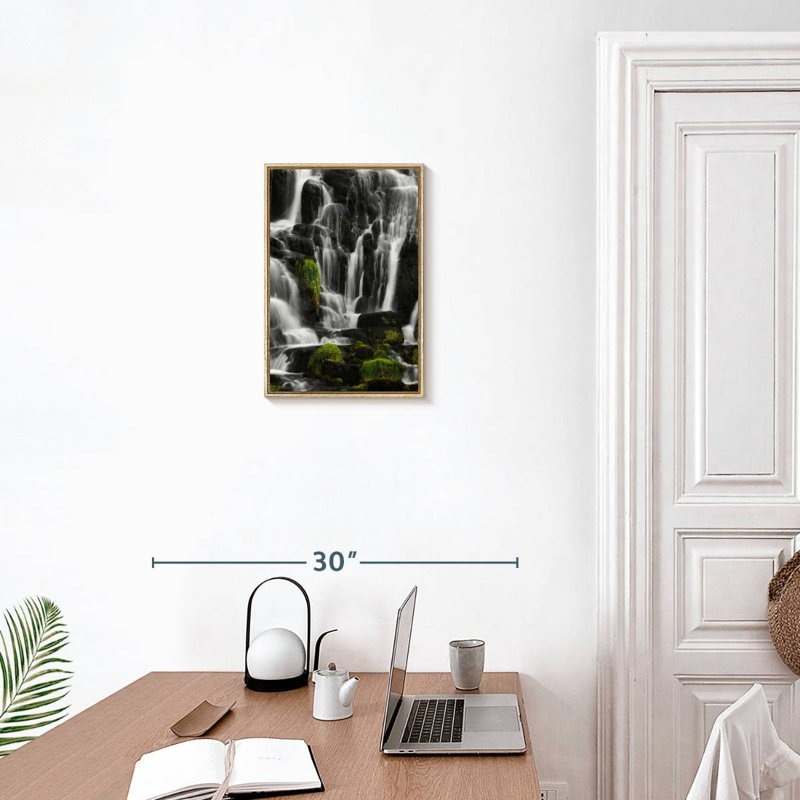 White Sonority Waterfall, Floating Frame Natural Wood, 13" x 19"