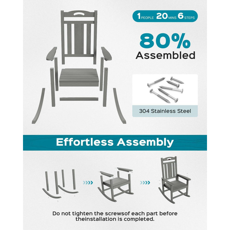 Chaise berçante surdimensionnée pour l'extérieur, Gris