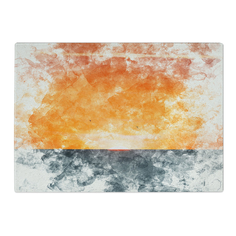 Tempered Glass Sunrise Horizon Chopping Board, 28.5 cm x 39 cm