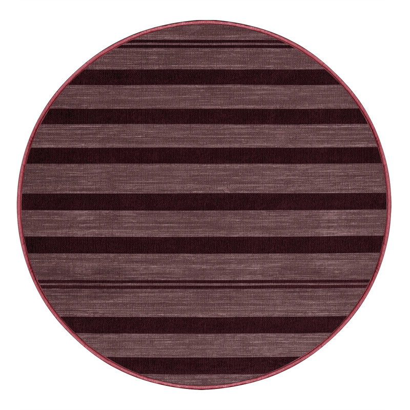 Tapis rouge à rayures horizontales lavable à la machine, Rond 6 pi