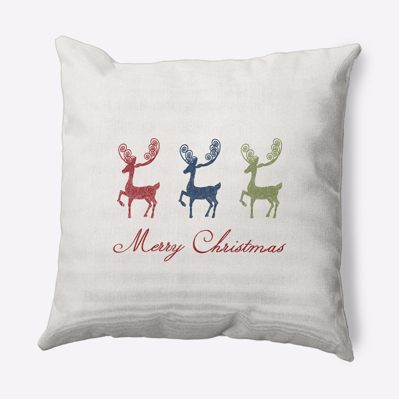 Merry Christmas Reindeer_Sq, Multicolore / bleu marine, 16 po x 16 po, Oui
