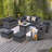 Cedrial Premium All-Weather Wicker 7 - Person Patio Conversation Set with Cushions-1112983899