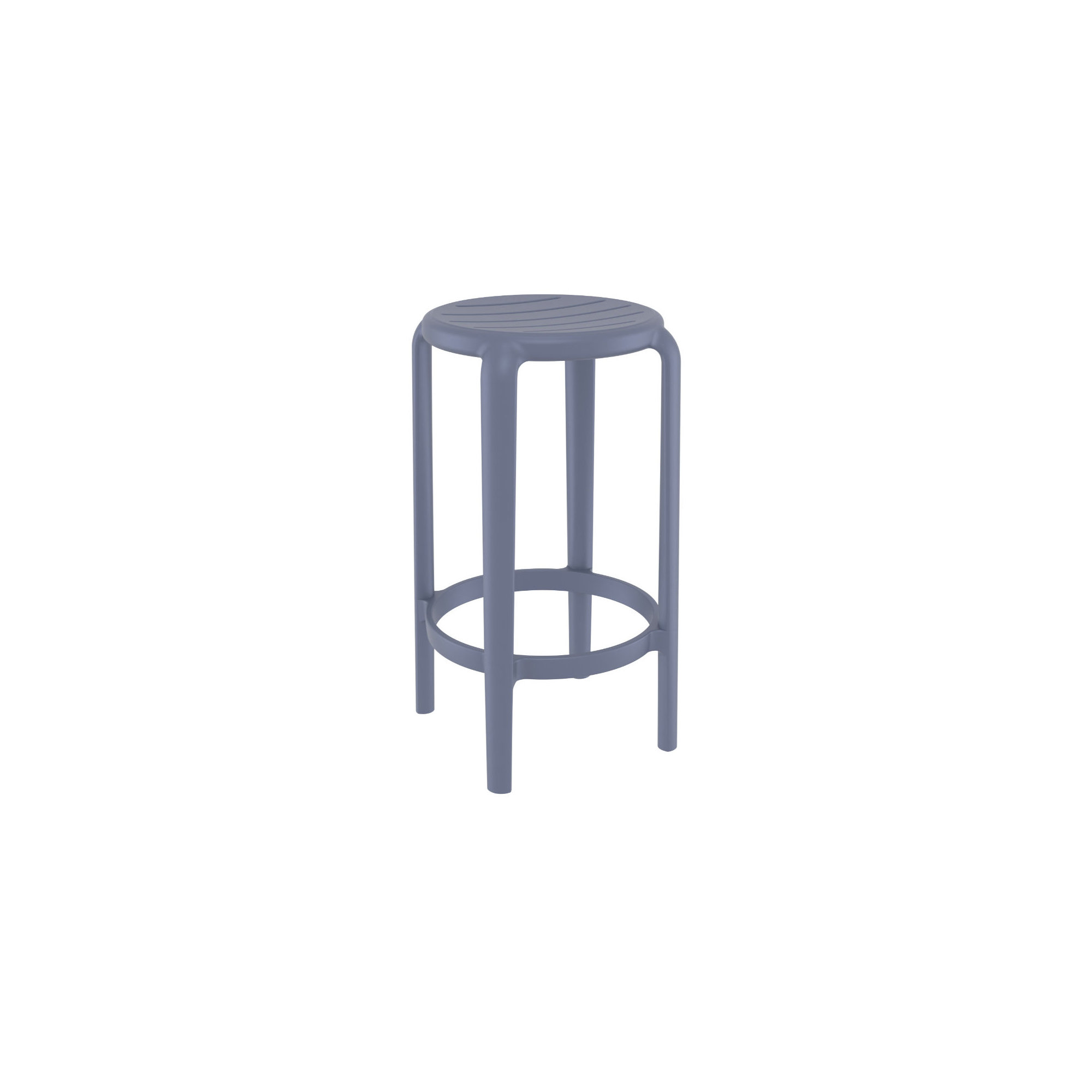 Awan Backless Outdoor Bar Stool, Dark Gray, 25.75"