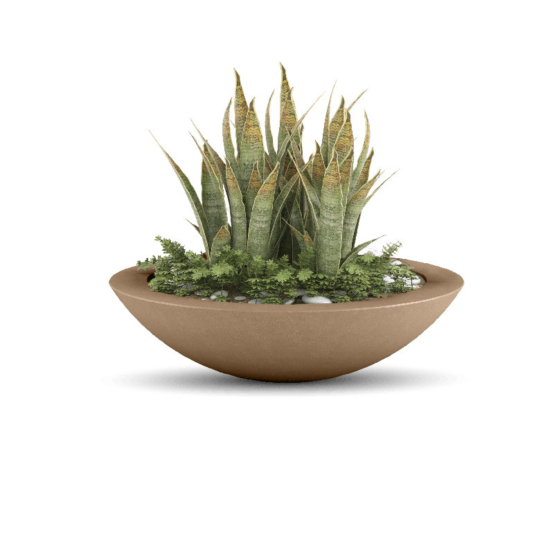 Oceanside Shallow Concrete Planter, 4.5" H x 18" W x 18" D, Adobe Bluff
