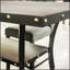 Ensemble de salle à manger 7 pièces à hauteur de comptoir Modern Classic avec table en bois naturel, chaises en tissu gris et tablettes de rangement