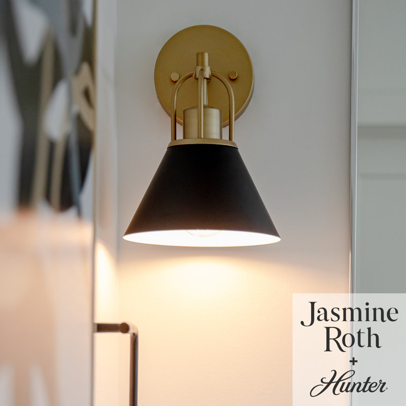Matte Black and Gold Metal Dimmable Wall Sconce