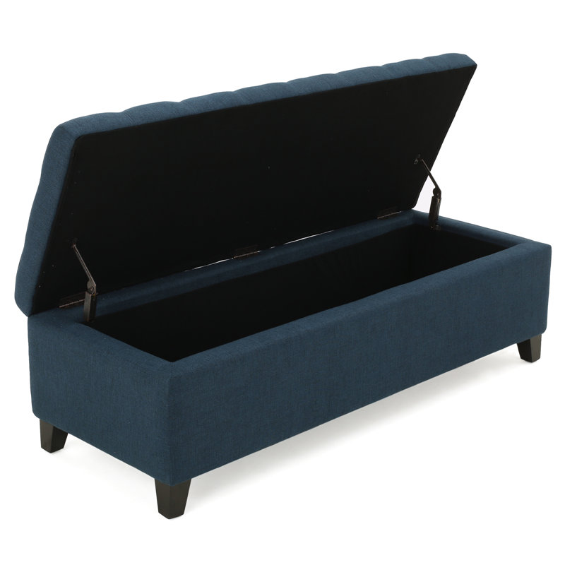 Idalynn 50" Wide Tufted Rectangle Storage Ottoman, Dark Blue