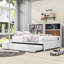 Lit de jour en bois Barnerd avec tablettes, tableau noir, ports USB et lit gigogne simple-356225528