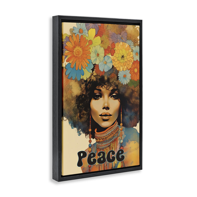 Cadre flottant Peace Peace, Cadre flottant noir de jais, H 25 po x l 17 po