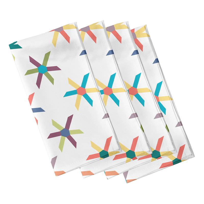 Chare Polyester Geometric Square Napkin, Blue