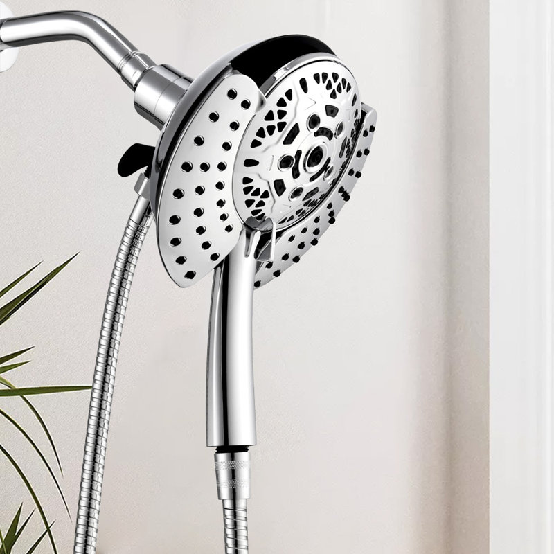 ‎2.5 GPM Shower Heads With Handheld Spray Combo,Rain Shower Head, Handheld Shower Head,With Hose, Silver