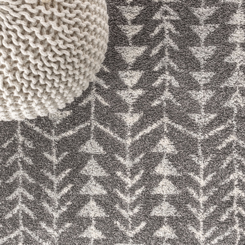 Ziri Moroccan Geometric Gray/Cream Rug, Runner 2'2" x 8'