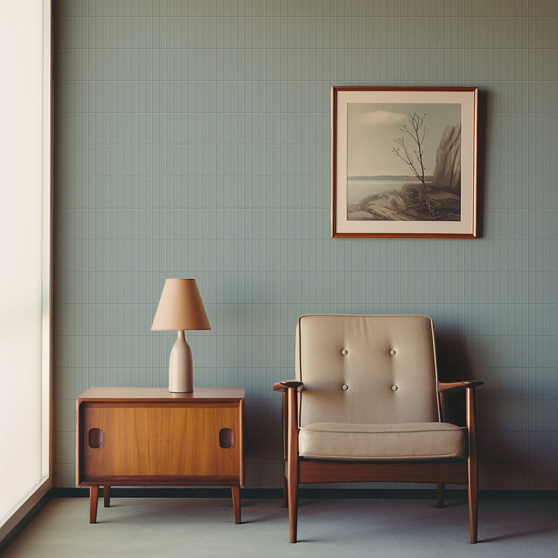 Tall Tiles - Papier peint glacis bleu