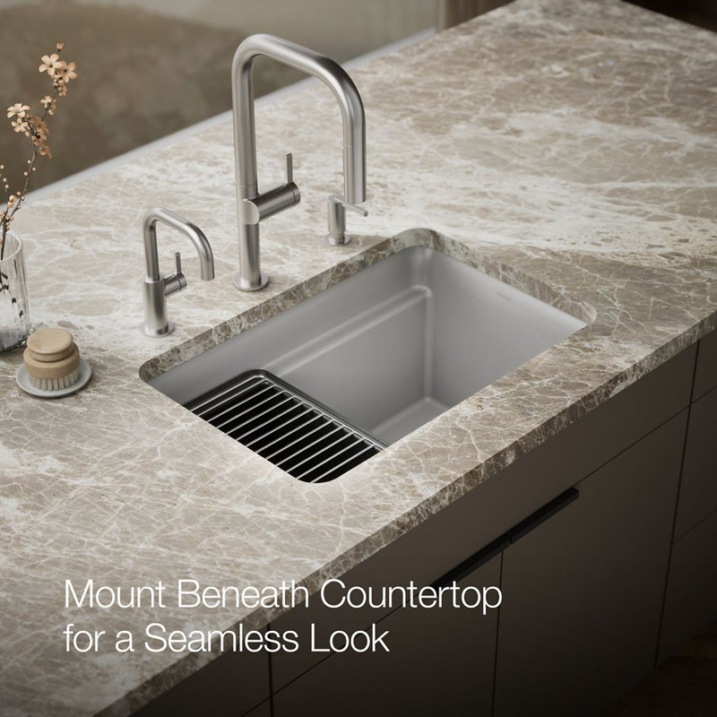 Cairn 27-1/2 in. X 18-5/16 in. X 12-5/8 in. Undermount Utility Sink, Matte Gray