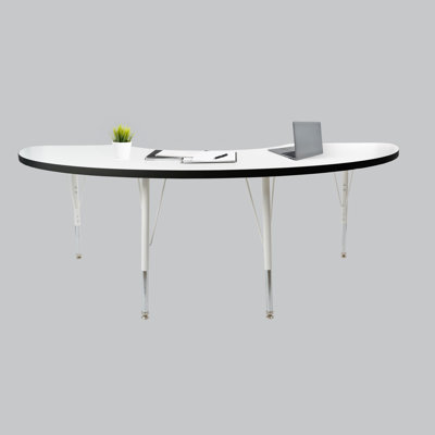 36" x 72" Half Moon Thermofused Activity Table with Adjustable Standard Swivel Glide Legs