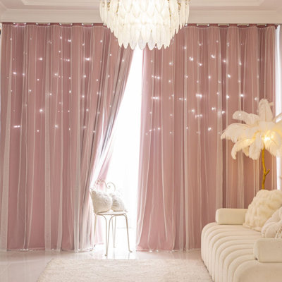Simple lace with a star pattern; double layer curtains for the day