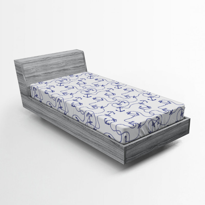 Microfiber Fitted Sheet, Twin XL Fitted Sheet, Blue Anchor 2