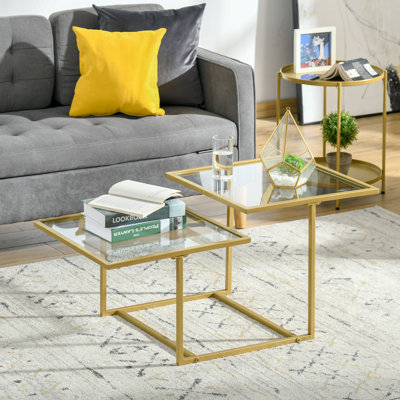 Table basse carrée en laiton Amalie
