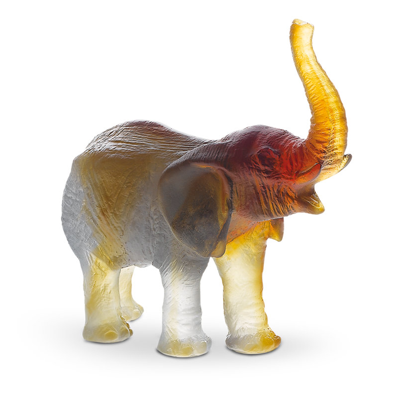 Elephant by Jean-François Leroy Figurine, Amber, 5.7" H x 2" W x 5.9" D