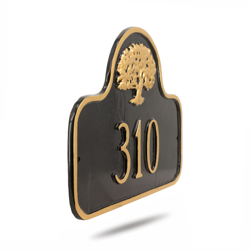 Plaque d’adresse murale sur 1 ligne, Taupe / Blanc