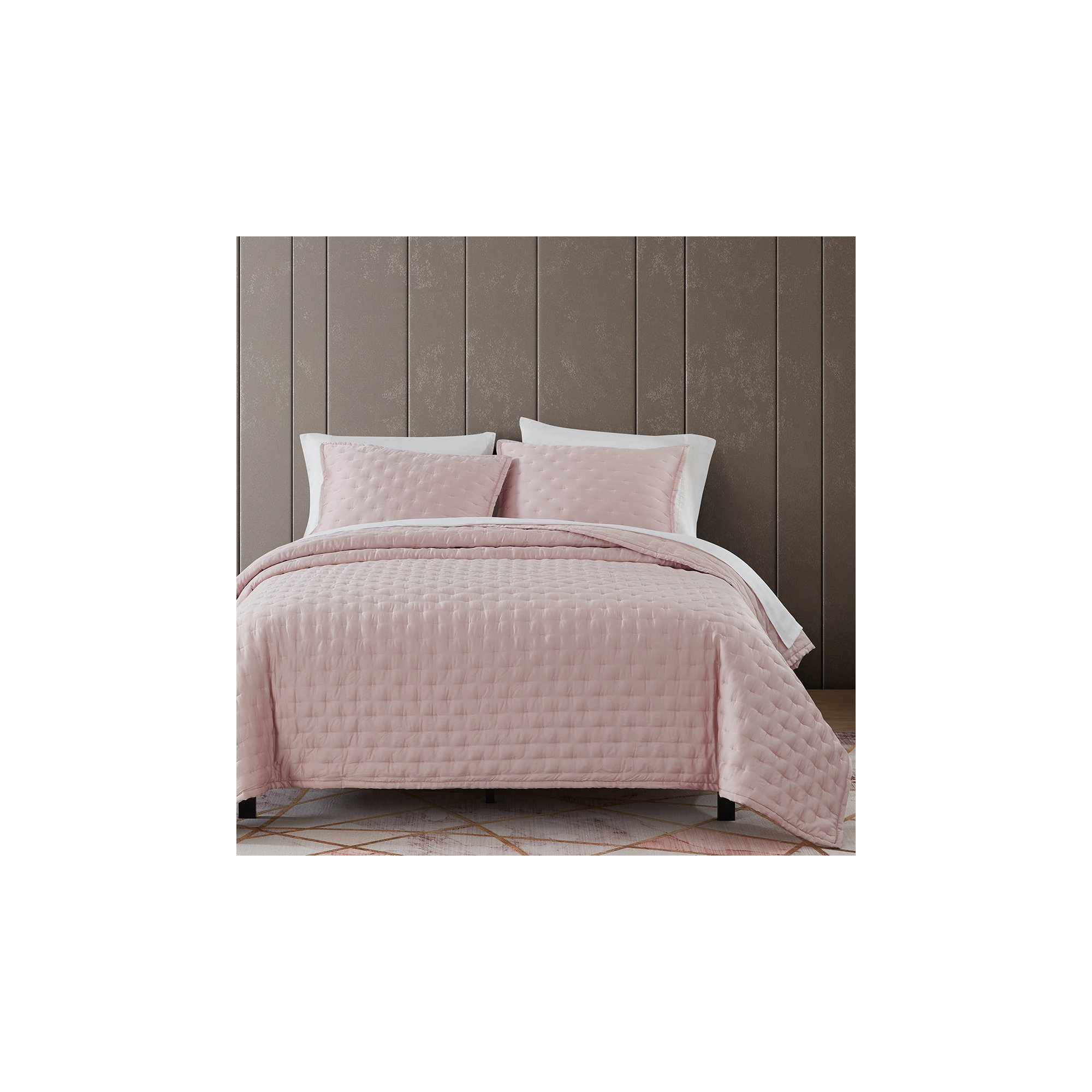 Brockham Premium 100% Lyocell Silky Soft Quilted Modern Contemporary Pillow Sham, King, Blush