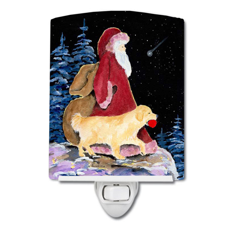 Santa Claus with Retriever Ceramic Night Light