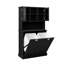 Armoire de salle de bain noire haute. Fabriqué avec E1 pour plus de stabilité, charge de 150 lb. Double tablette de rangement réglable. Séparez les sacs amovibles sales. Poignée carrée simple mais élégante.-861276615