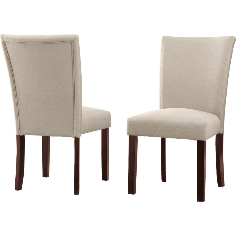 Myrtille 20'' H Linen Upholstered Side Chair, Beige, Espresso