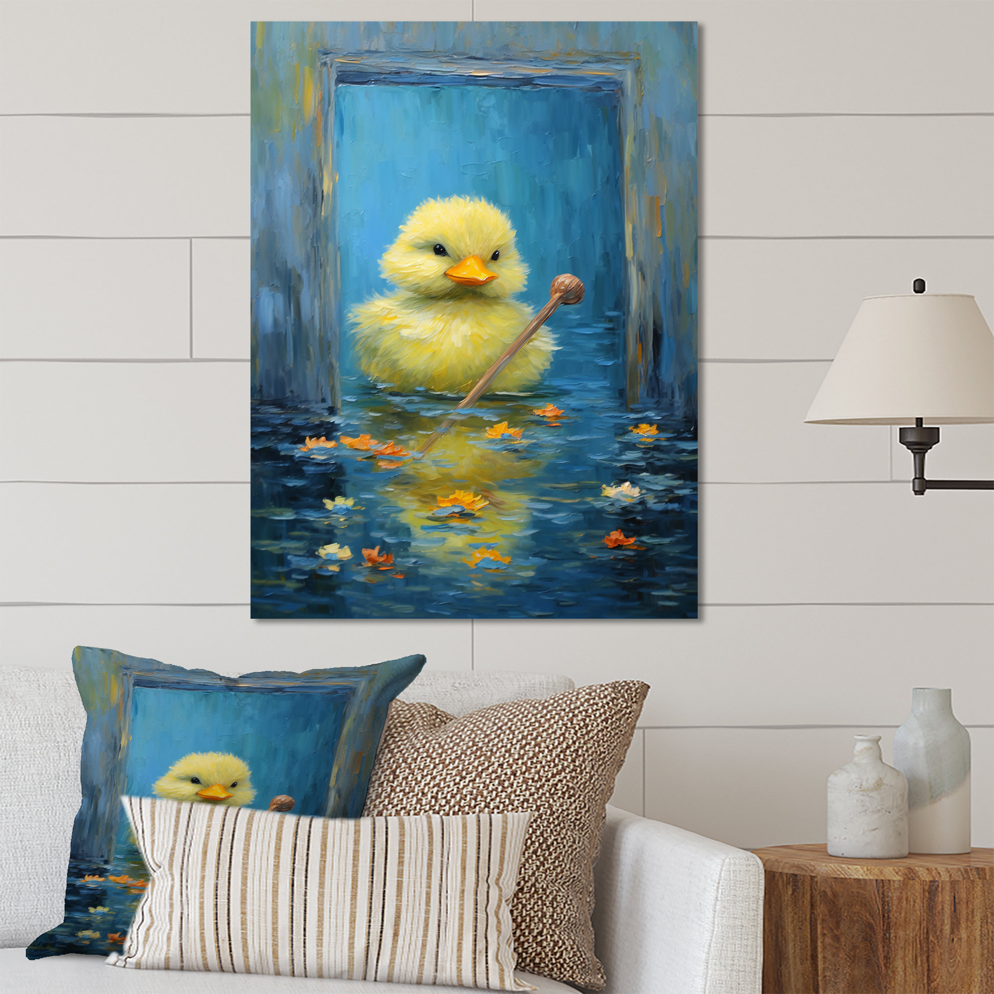 Gracie Oaks Abstract Bathing Duckling - Toilet Metal Wall Art | Wayfair