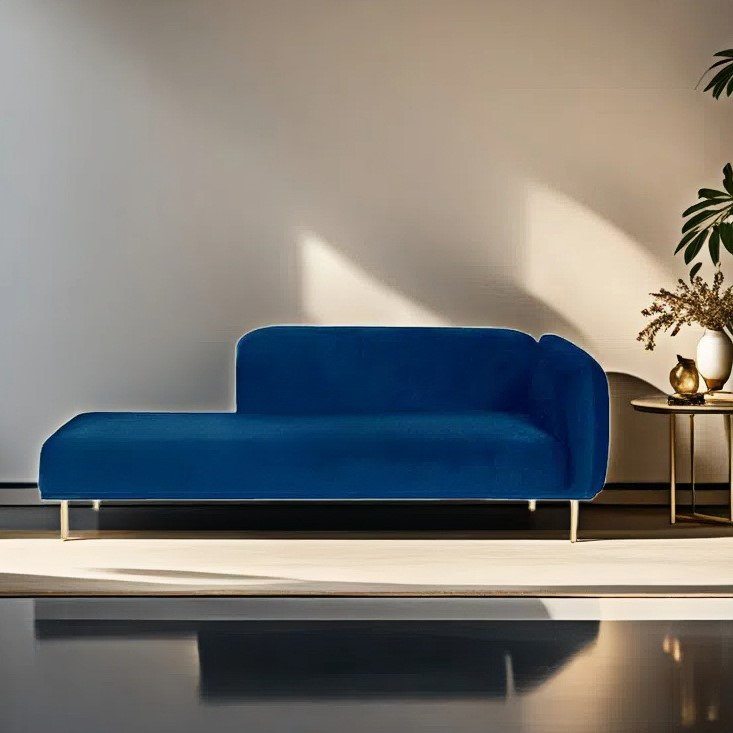 Méridienne moderne et simple, Orienté à droite, Blue