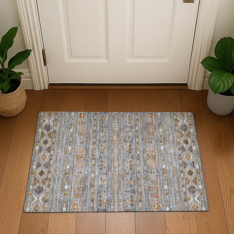 Tapis lavable à la machine de qualité supérieure Mayfield AMF2244, Gris, 1 pi 8 po x 2 pi 6 po