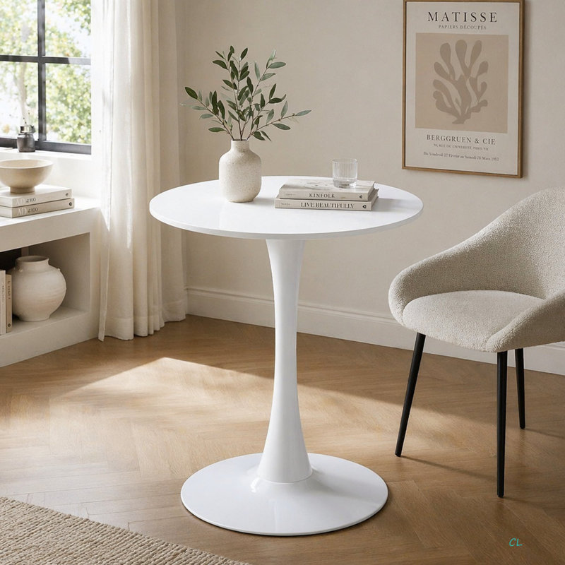 Table de salle à manger ronde, table de salle à manger moderne, table de salle à manger, plateau de table en panneau de fibres à densité moyenne et base mate peinte par pulvérisation en fer, table de salle à manger ovale, table basse Mid-Century pour le salon de 24 pouces, cuisine à domicile, petits espaces